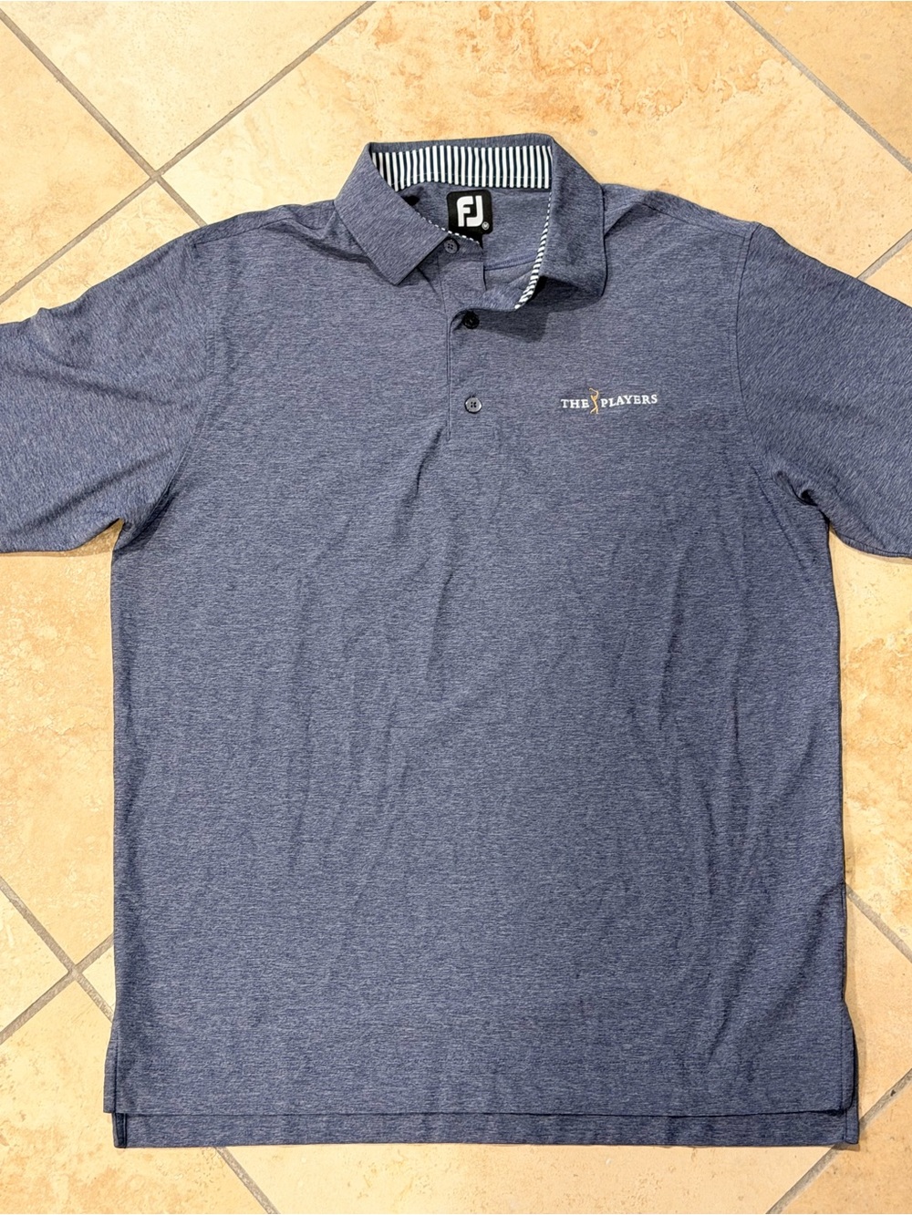 FootJoy Heather Navy Short-Sleeve Polo with The Players Logo